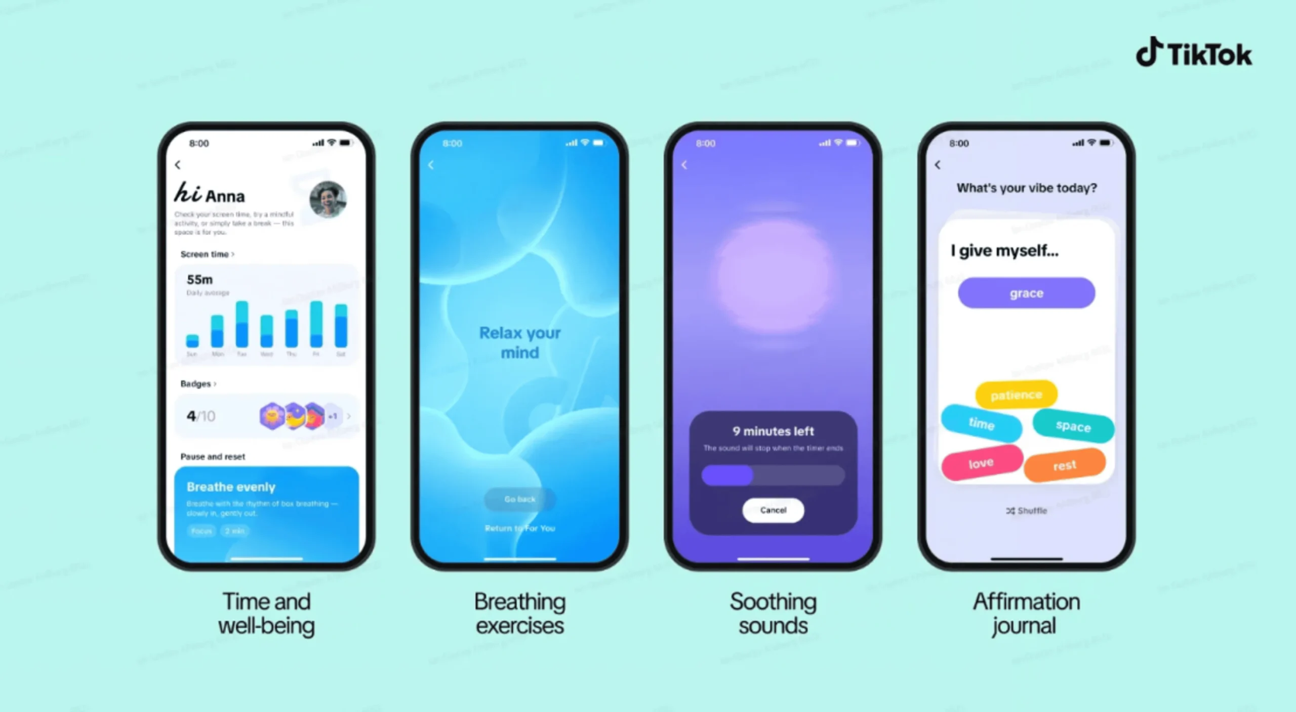 TikTok lança novas ferramentas de bem-estar digital com badges, relaxamento e limites de tela para uso saudável do app TikTok lança novas ferramentas para incentivar uso saudável do app