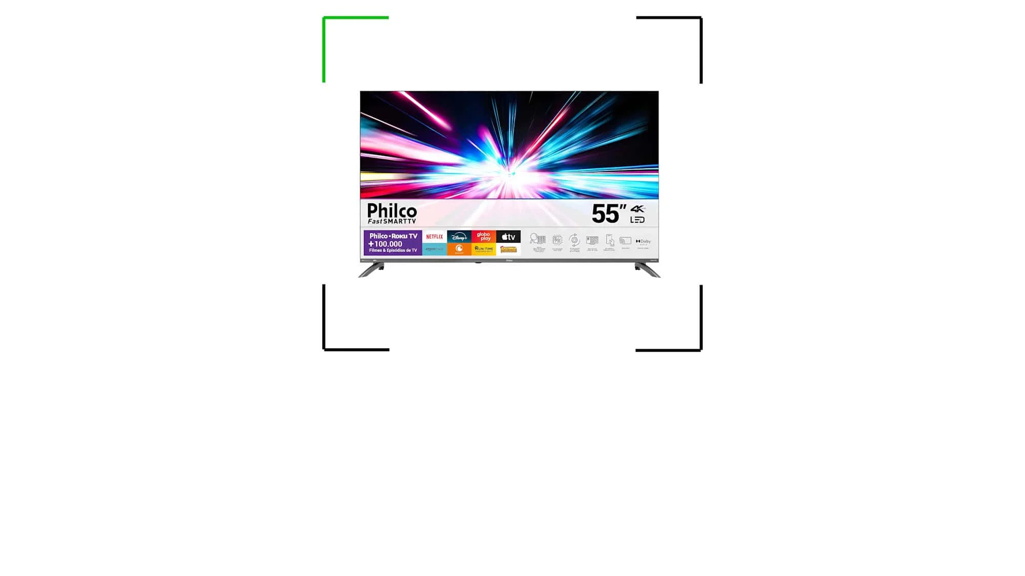 Smart TV Philco 55 polegadas 4K Roku TV com Dolby Audio baixa para R$ 1.889 no Mercado Livre na Black Friday Tela 4K e som aprimorado: Smart TV de 55 polegadas em oferta de Black Friday